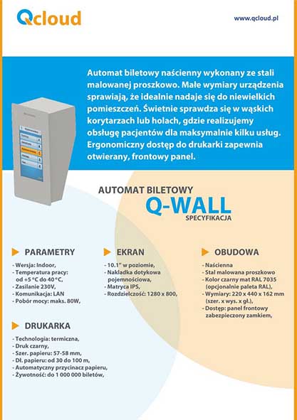 Karta katalogowa automat biletowy Q-WALL